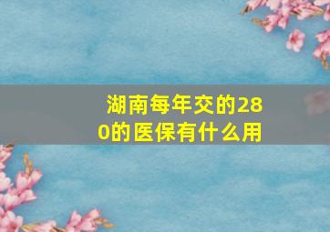 湖南每年交的280的医保有什么用