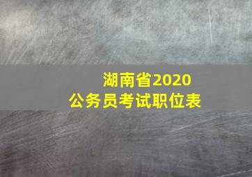 湖南省2020公务员考试职位表