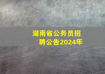 湖南省公务员招聘公告2024年