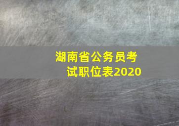 湖南省公务员考试职位表2020