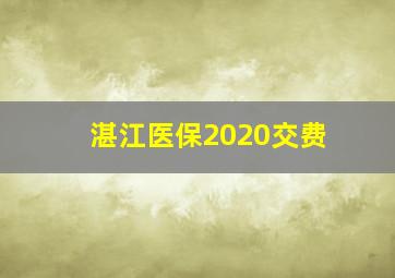 湛江医保2020交费