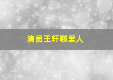 演员王轩哪里人