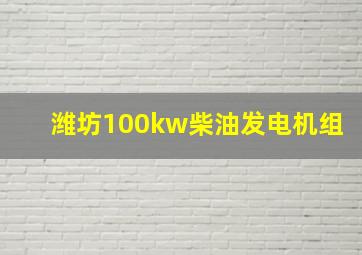 潍坊100kw柴油发电机组