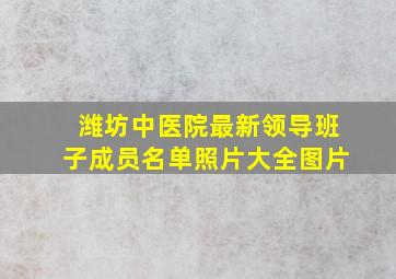 潍坊中医院最新领导班子成员名单照片大全图片