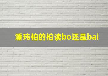 潘玮柏的柏读bo还是bai