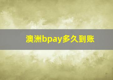 澳洲bpay多久到账