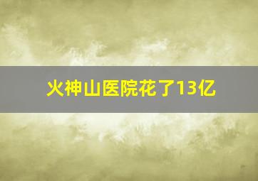 火神山医院花了13亿