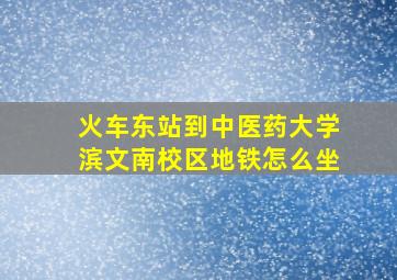 火车东站到中医药大学滨文南校区地铁怎么坐