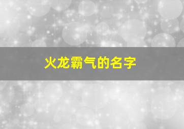 火龙霸气的名字