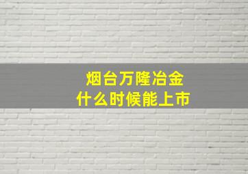 烟台万隆冶金什么时候能上市