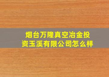 烟台万隆真空冶金投资玉溪有限公司怎么样