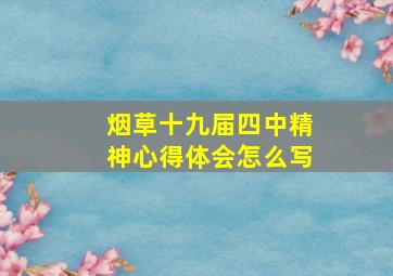 烟草十九届四中精神心得体会怎么写