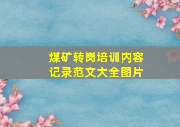 煤矿转岗培训内容记录范文大全图片