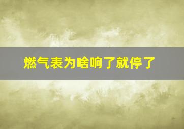 燃气表为啥响了就停了