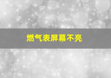 燃气表屏幕不亮