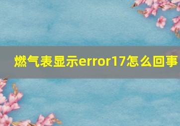 燃气表显示error17怎么回事