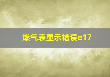 燃气表显示错误e17