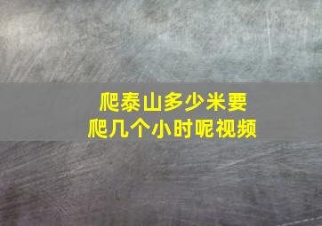 爬泰山多少米要爬几个小时呢视频