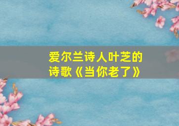 爱尔兰诗人叶芝的诗歌《当你老了》