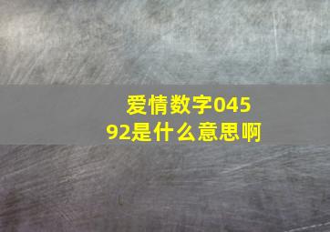 爱情数字04592是什么意思啊