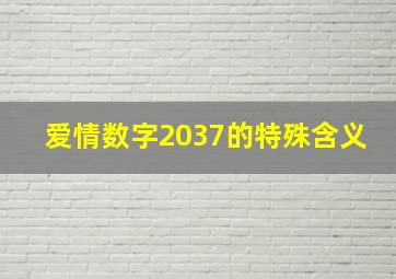 爱情数字2037的特殊含义