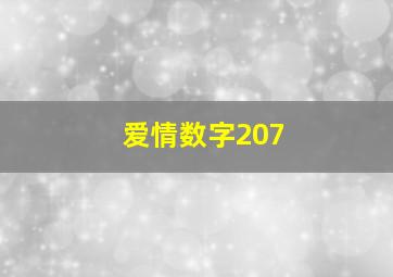 爱情数字207