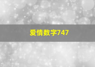 爱情数字747