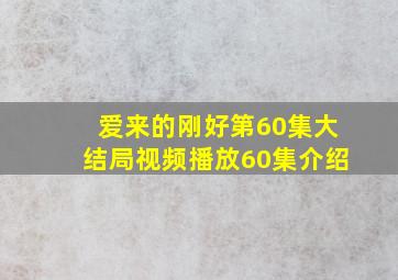 爱来的刚好第60集大结局视频播放60集介绍