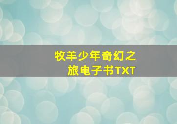 牧羊少年奇幻之旅电子书TXT