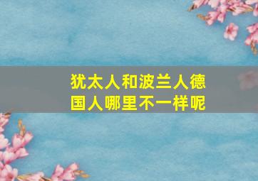 犹太人和波兰人德国人哪里不一样呢