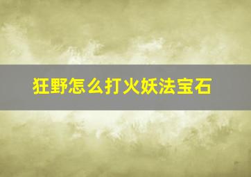 狂野怎么打火妖法宝石