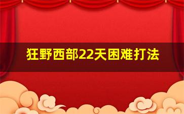 狂野西部22天困难打法