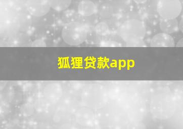 狐狸贷款app