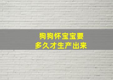 狗狗怀宝宝要多久才生产出来