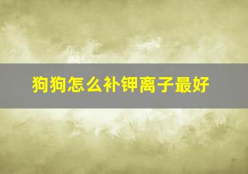 狗狗怎么补钾离子最好