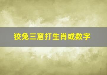 狡兔三窟打生肖或数字