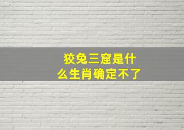 狡兔三窟是什么生肖确定不了