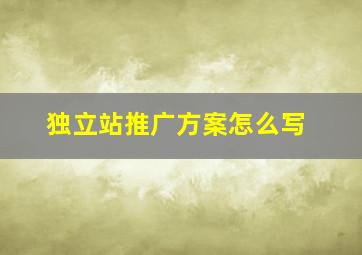 独立站推广方案怎么写