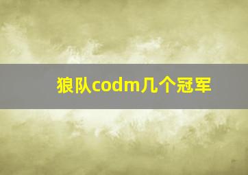 狼队codm几个冠军