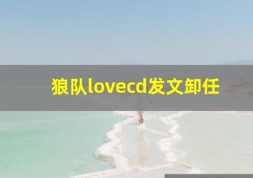 狼队lovecd发文卸任