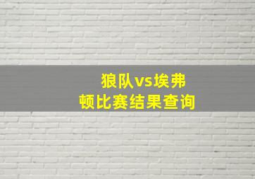 狼队vs埃弗顿比赛结果查询