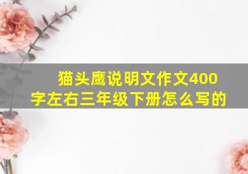 猫头鹰说明文作文400字左右三年级下册怎么写的