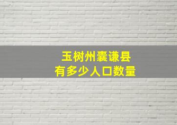 玉树州囊谦县有多少人口数量