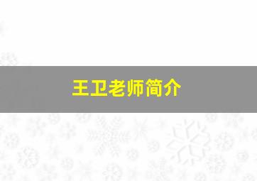 王卫老师简介