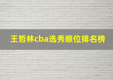 王哲林cba选秀顺位排名榜