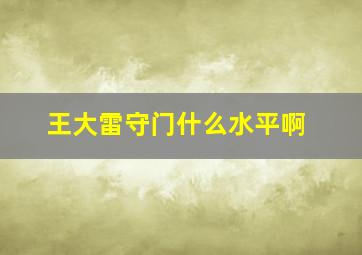 王大雷守门什么水平啊