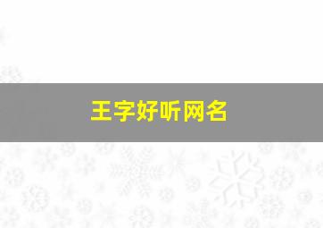 王字好听网名