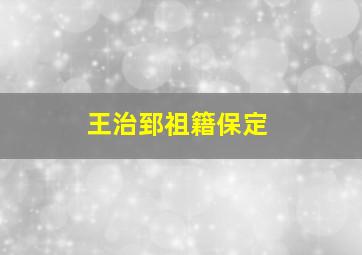 王治郅祖籍保定