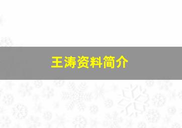 王涛资料简介