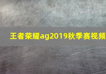 王者荣耀ag2019秋季赛视频